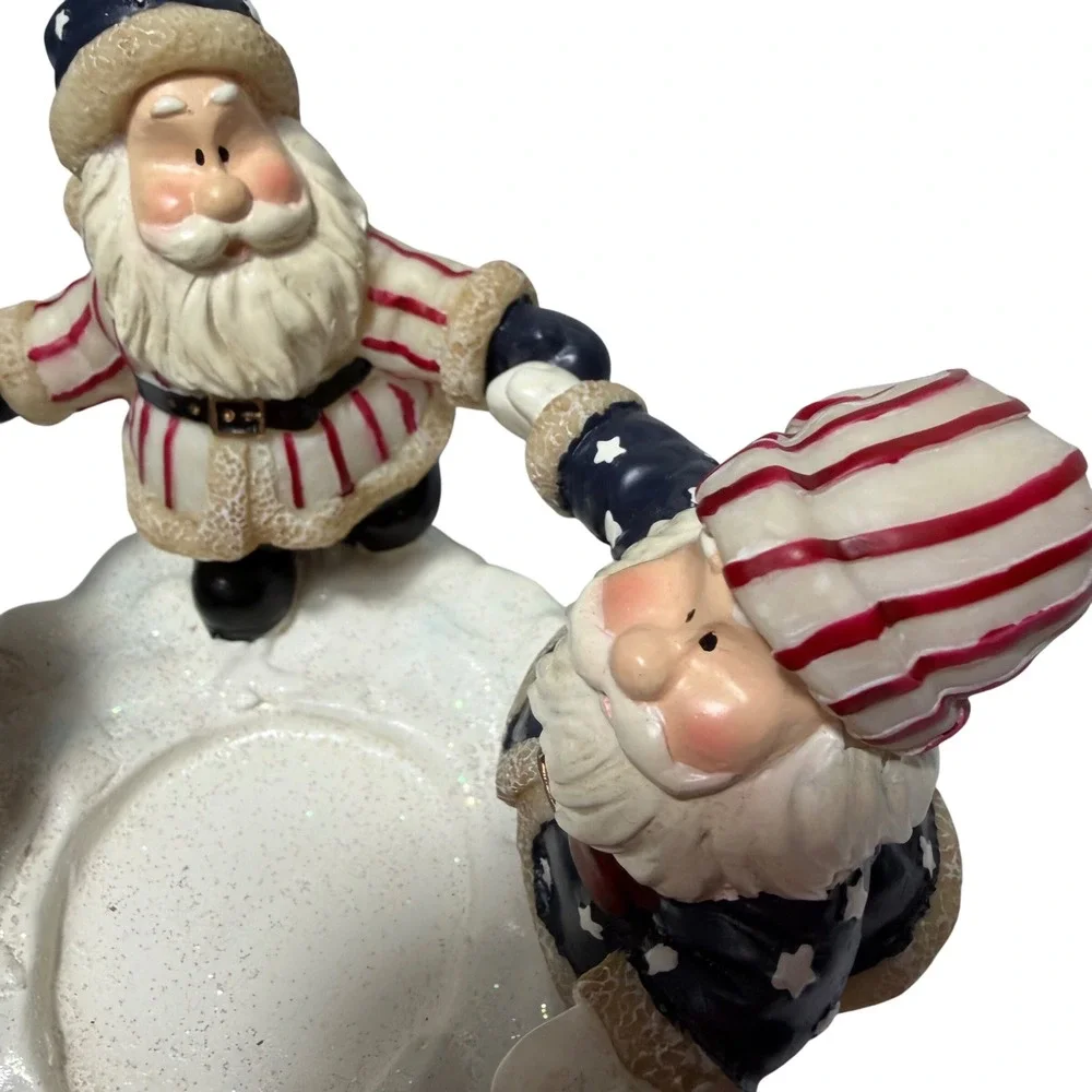 Home Interiors 2002 Santa Candle Holder Americana Christmas Decor 7